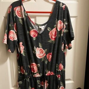 LuLaRoe Black and Olive Floral Top